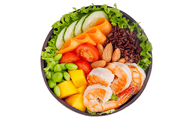 Power Salad tôm, xoài và hạnh nhân